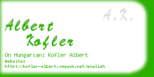albert kofler business card